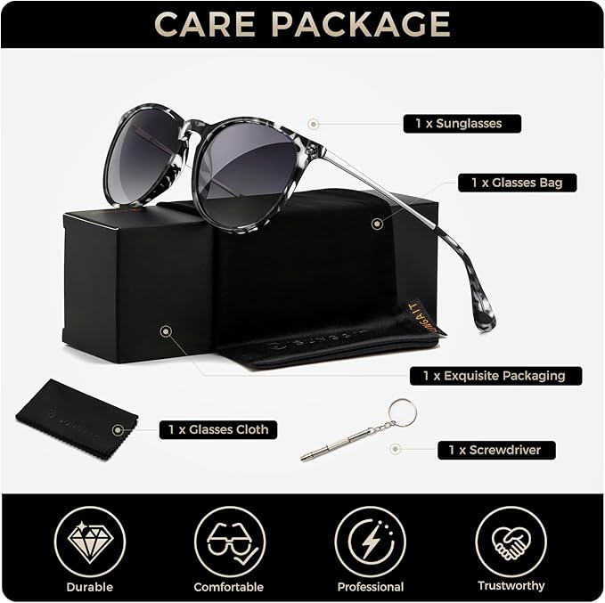 SUNGAIT Premium Vintage Round Sunglasses for Women Men Classic Retro Trendy Style