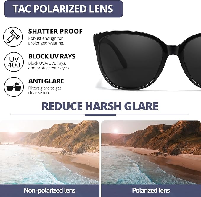 FIMILU Polarized Sunglasses for Women, Trendy Fashion Sun Glasses Square Retro Glasses UV Protection for Daily Outdoor 2pack