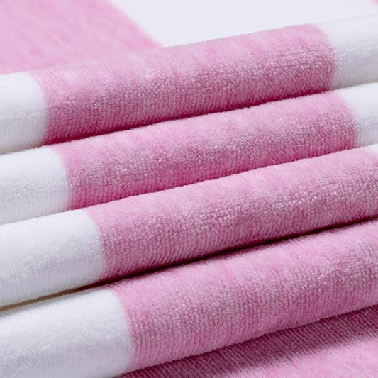 Cotton Oversized Beach Towel - Large 70 x 35 Inch Pool Towel, Rose Red Striped Quick Dry Swimming Cabana Towel