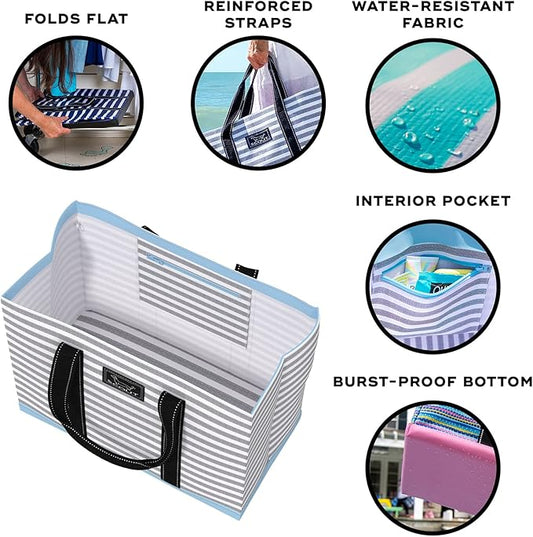 SCOUT Original Deano Tote Large - Durable Lightweight Open Top Beach, Pool & Lake Bag, Inside Zip Pocket, Folds Flat