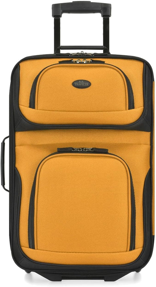 U.S. Traveler Rio Lightweight Softside Rolling Carry-on Suitcase, 2-Wheel Single, Orange
