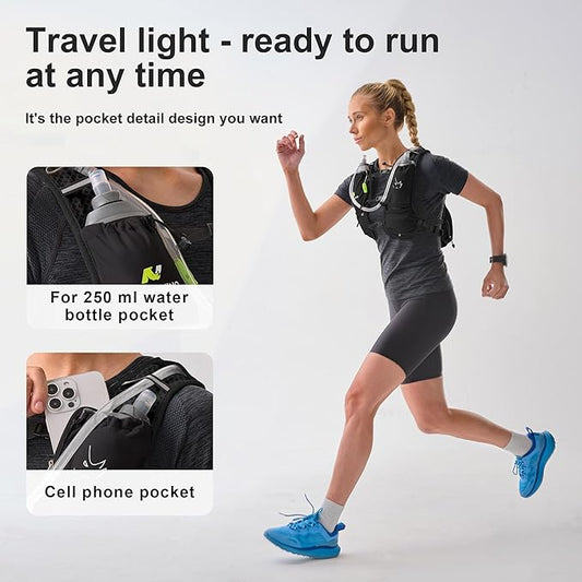 Running Vest with Water Bladder 1.5 Liter, Small Hydration Water Vest, Lightweight Hydration Pack Multi-Pocket 11x - for Hiking Race Trail Marathon for Women Men