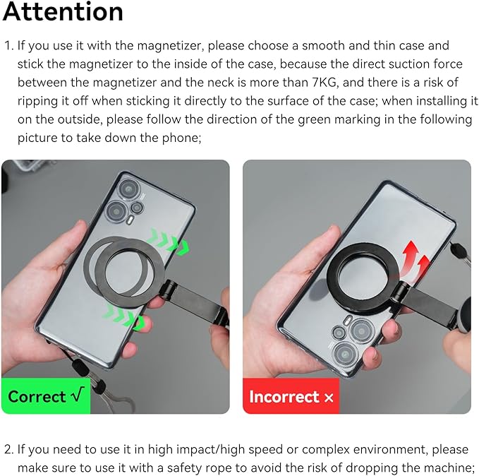 TELESIN° Magnetic Neck Mount for Phones, Cell Phone Holder Stand Hanging on Neck POV/Vlog Selfie Hand Free Necklace Phone Strap Video Recording for iPhone 16 15 14 13 12 Seires Android Phones (Green)