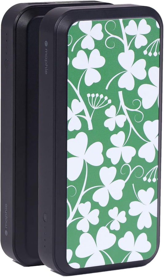 Mophie powerstation prime20 - Ultra-Compact Portable Power Bank with 20,000mAh Internal Battery, 18W USB-C PD Fast Charging, 3-Device Simultaneous Charging, Shamrocks
