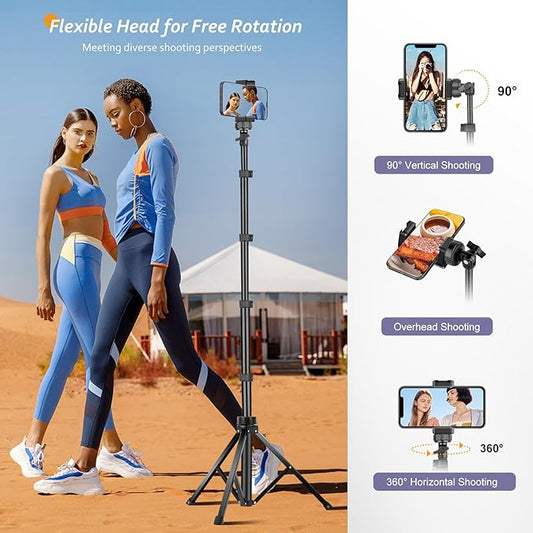 Aureday 62" Phone Tripod Accessory Kits, Camera & Cell Phone Tripod Stand with Wireless Remote and Universal Tripod Head Mount, Perfect for Selfies/Video Recording/Vlogging/Live Streaming