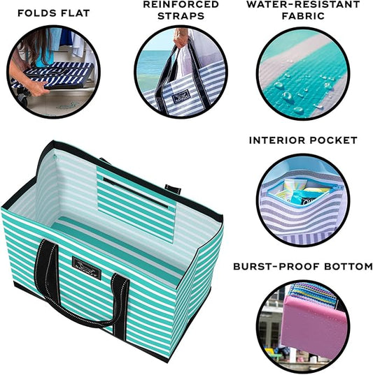 SCOUT Original Deano Tote Large - Durable Lightweight Open Top Beach, Pool & Lake Bag, Inside Zip Pocket, Folds Flat