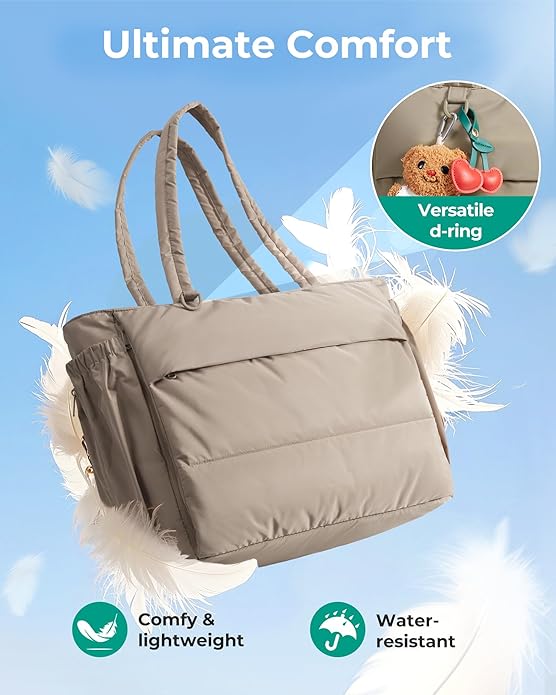 BAGSMART Puffy Bubble Tote Bag for Women, 22L Gym Bag for 40oz Tumbler, Work Handbag for Travel Yoga College