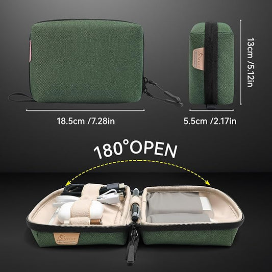 SIMTOP Electronics Organizer Travel Cable Pouch, Small Tech Bag for Cords, Chargers, Power Bank, Earbuds โ Portable Cable Pouch for Office, Business Trip, Commute โ Water & Scratch-Resistant