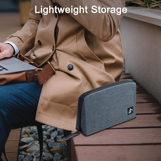 Electronics Organizer Travel Case – Water-resistant Cable Bag for Cord, Charger, Hard Disk, Power Bank – Small Tech Storage for Travel, Backpack, Business Trip, Airplane (Blue)