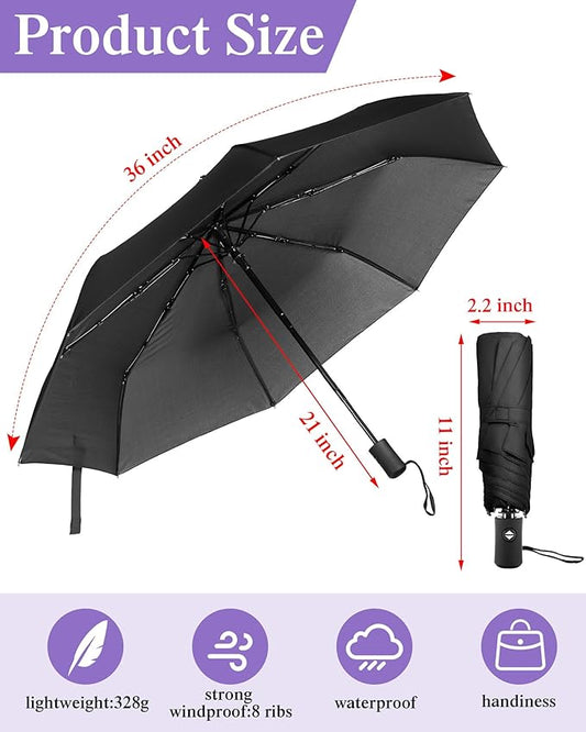 Yahenda 4 Pack Windproof Travel Umbrellas Bulk Automatic Open and Close Umbrella Folding Rain Umbrella for Men Women