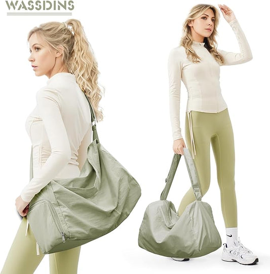 Large Gym Bag with Shoe Compartment, Workout Sport Duffle Bag for Women Travel, Waterproof Shoulder Overnight Bags Lightweight Carry on Tote Bags for Swim, Yoga, Dance