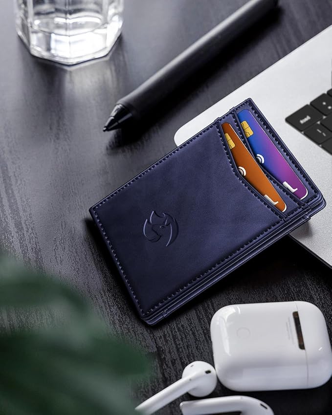 Housmai Magnetic Closure Slim Wallet with Money Clip Gift Boxed,Genuine Leather Front Pocket Wallet for Men, 3.9"x 2.11", RFID Blocking