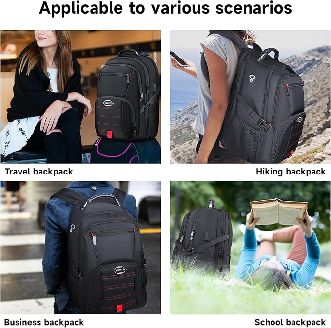 50L Travel Backpack, Extra Large Backpack, Laptop Backpack for Men, big Backpack, Water Resistant TSA Approved Business Work College School Computer Bag with USB Port, Fits 17 Inch Laptops