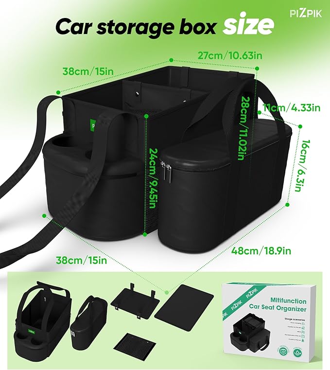 Large Car Seat Organizer with Removable Cooler Bag for the Front or Back Seat for Kids and Adults.Versatile for Use in Multiple Scenarios.