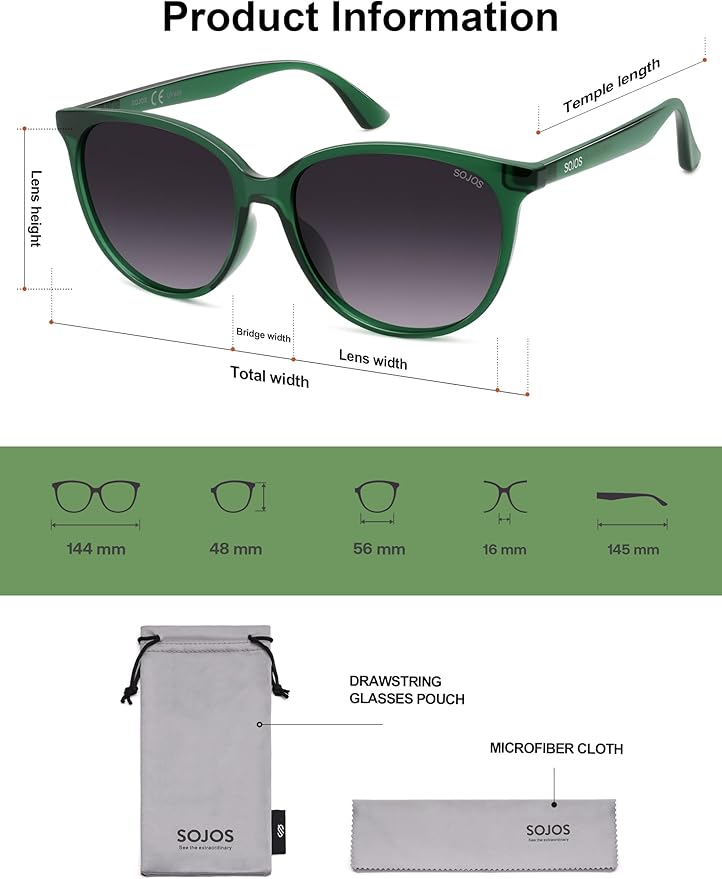 SOJOS Square Polarized Sunglasses for Women Men Vintage Style Larger Fit Shades SJ2642