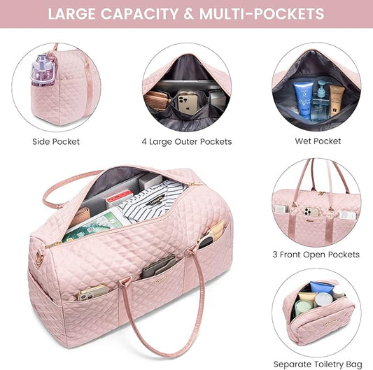 LOVEVOOK Travel Duffle Bag,Weekender Bags for Women Overnight Bag with Shoe Compartment, Carry on with Toiletry Bag,Duffel Bag with Wet Pocket,Hospital Bags for Labor and Delivery