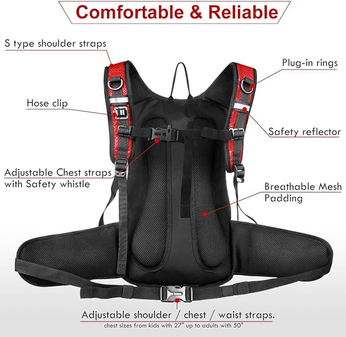 Mothybot Insulated Hydration Backpack Pack with 3L BPA Free Leak Proof Water Bladder, Large Storage Lightweight Hiking Daypack with Waist Pouches & Cooler Layer, for Running, Biking, Camping, Festival