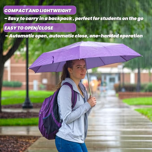 SIEPASA Windproof Travel Compact Umbrella-Automatic Umbrellas for Rain-Compact Folding Umbrella, Travel Umbrella Compact, Small Portable Windproof Umbrellas for Men Women Teenage. (Purple)