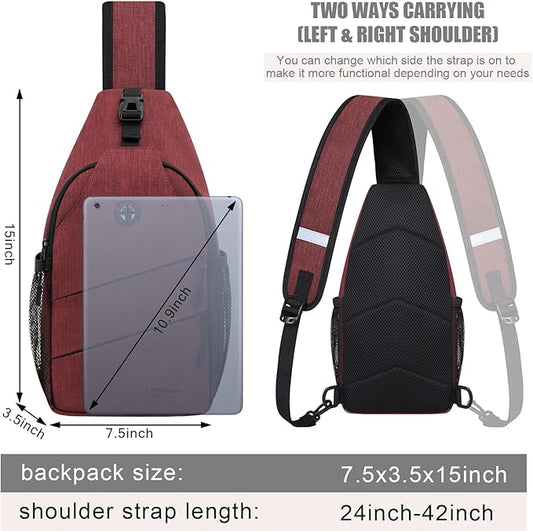 Pritent Crossbody Bags for Women Men Trendy Sling Bag Backpack Casual Chest Bag with Convertible Shoulder Strap