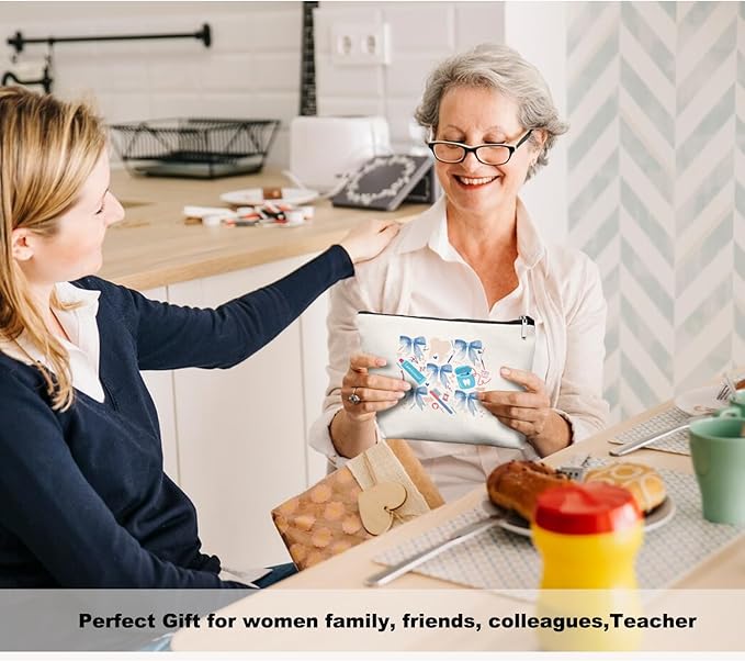 Smile Dental Care Makeup Bag, Cute Tooth & Bow Cosmetic Pouch for Dental Assistant Hygienist Dentist Gift for Women