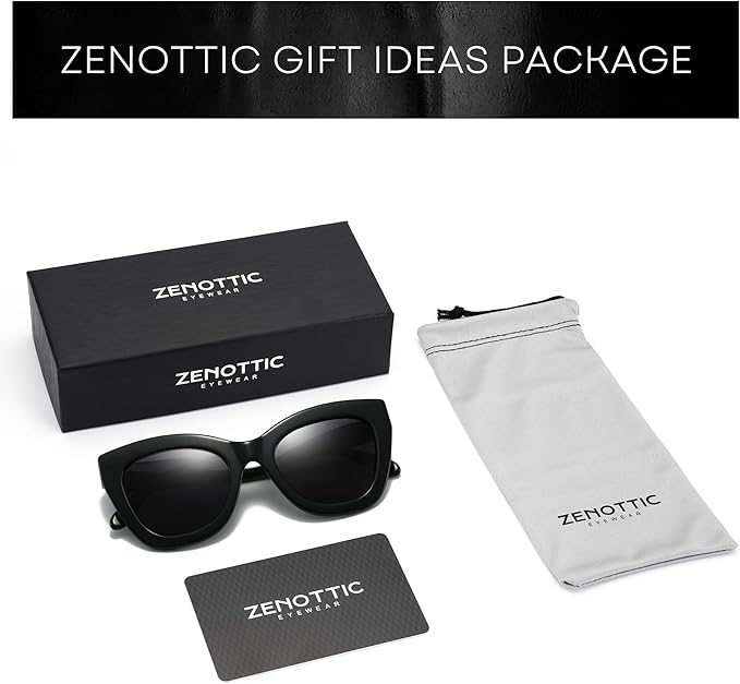 ZENOTTIC Retro Polarized Sunglasses Women - Oversized Cat Eye Trendy Glasses UV Protection - for Beach,Hiking,Party ZS6243