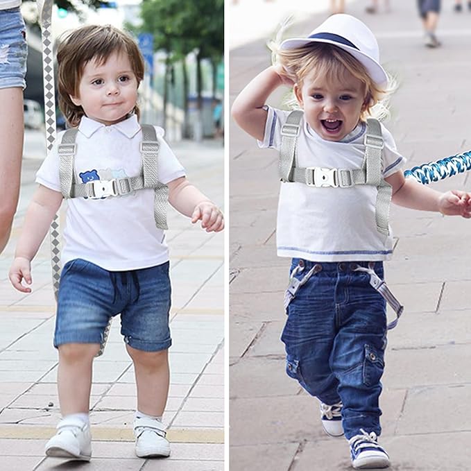 Accmor Toddler Harness Leash+ Reflective Anti Lost Wrist Link, Cute Dinosaur Kids Harness with Leash, Collapsible Child Harness Baby Leash Walking Wristband Protector Belt for Boys Girls Outdoor