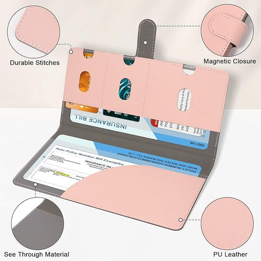 RSAquar Vehicle Glove Box Organizer - Car Document Holder for Cards, Driver License & Essential Documents, JD-Rose Gold