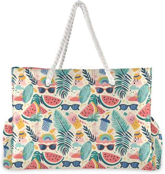 senya Large Beach Shoulder Bags Canvas Tote Water Resistant for Gym Travel Daily