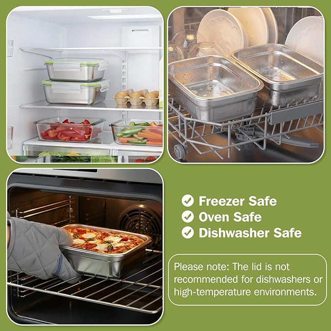 Teecyhooo 12 Pcs 304 Stainless Steel Food Storage Containers with Leakproof Airtight Lids 95/61/28/25/18/12 oz Meal Prep Container Stackable Bento Lunch Snack Box for Kitchen Travel Picnic Camping