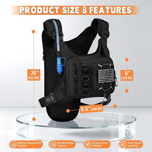 Outdoor Hydration Vest for Running & Hiking, Lightweight Breathable Water Backpack with 2.0L Bladder, Bounce-Free Chest Pack for Marathon, Cycling, Trekking for Men and Women