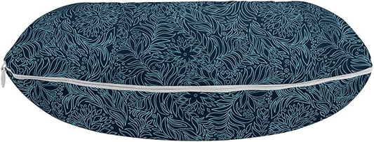 Ambesonne Dark Garden Travel Pillow Neck Rest, Abstract Flourish Nature Inspired Pattern Leaves Blossoms Print, Memory Foam Traveling Accessory for Airplane and Car, 12", Dark Blue and Turquoise