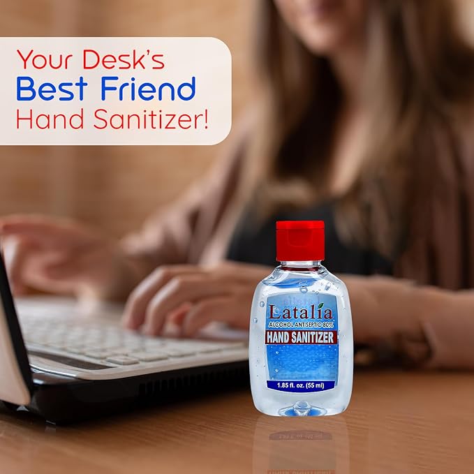 Latalia Mini Hand Sanitizer Travel Size Pack of 12 | 1.85 fl oz with 80% Alcohol Small Hand Sanitizer Bulk For Non-Sticky, Unscented, Gentle & Fresh Hands Anytime