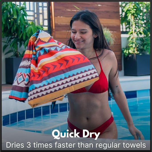 ECCOSOPHY Microfiber Beach Towel - Sand Free Towels are Quick Dry, Light Weight, Super Absorbent - Perfect Pool, Travel, Cruise, Camping Essentials - Oversized Extra Large for Adults 71x35 in