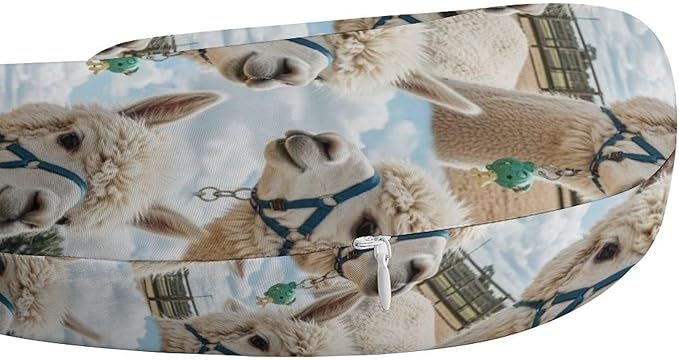 Breathable Travel Pillow Funny Alpaca Memory Foam Chin Support, Removable Washable Cover for Airplane Car Office Sleeping