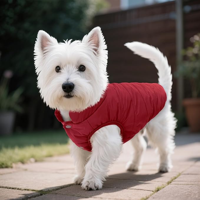 ASENKU Dog Winter Coat - Waterproof Windproof Dog Jacket, Warm Snowproof Doggie Puffer Vest for Cold Weather, Lightweight Snow Coats for Small Medium Large Dogs(XS, Red