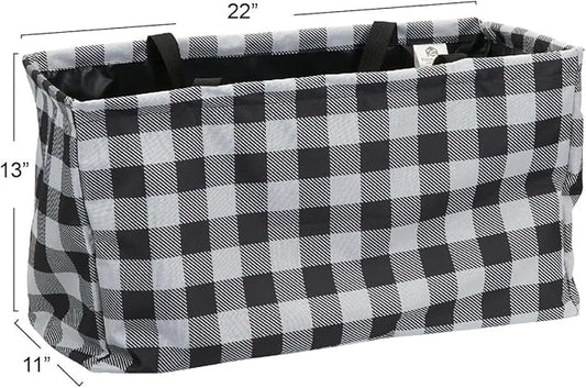 Household Essentials Black and White Plaid Krush Container All-Purpose Utility Tote