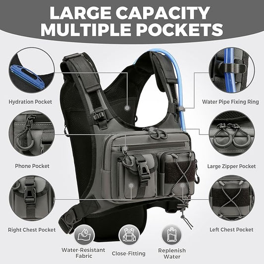 Criuage USA Original Patent Running Hydration Vest Backpack, Lightweight Chest Pack with 2.0L Water Bladder Bag Daypack for Hiking Running Cycling Race Marathon for Women Men