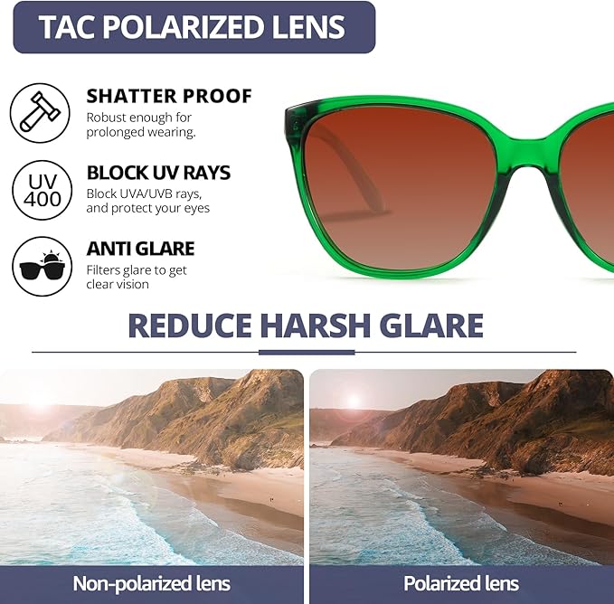 FIMILU Polarized Sunglasses for Women, Trendy Fashion Sun Glasses Square Retro Glasses UV Protection for Daily Outdoor 2pack
