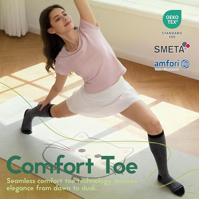 Iambamboo Compression Socks Women & Men, 15-20 mmHg Bamboo Viscose Knee High Soft Support for Flying Travel Daily