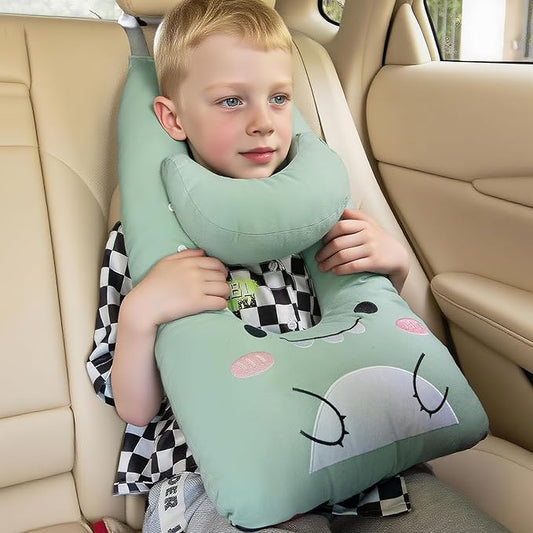 Travel Pillow,Car Pillow Kids Travel Pillow Car seat Pillow U Shaped Pillow for Travel Skin-Friendly Material The Sleeping Aid for Adults and Kids on Road Trips (Green)