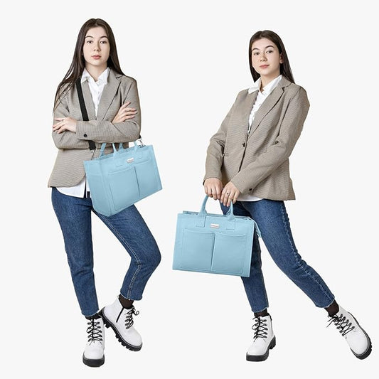 TOPDesign Heavy-Duty Canvas Tote Bag for Women, Adjustable Crossbody/Shoulder Handbag with 9 Pockets, Everything Tote