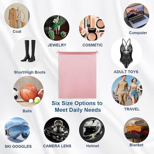 Microfiber Drawstring Bags, Multi-Size Soft Protective Pouches for Shoes, Ski Goggles, Sunglasses, Handbags & Camera Lenses