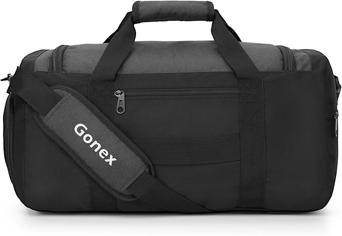 Gonex Gym Duffel Bag with Shoe Compartment Wet Pocket, Large Capacity Sports Duffle Bag for Men Women, Workout & Travel Bag with Multiple Pockets, Black, Small (30L)
