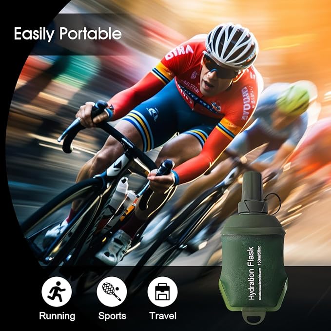 WILDREEDS 500ml Soft Flask, TPU Collapsible Soft Water Bottle for Hydration Pack, Running Vest, Folding Water Bottle for Hiking Cycling Climbing-1Pcs, Green