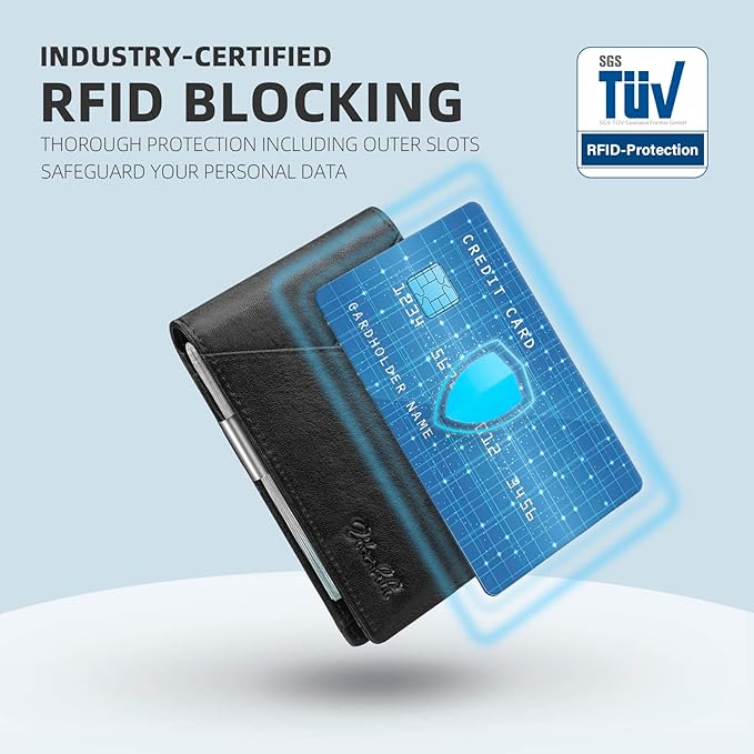 Zitahli Wallet for Men - with Money Clip Slim Leather Slots Credit Card Holder RFID Blocking Bifold Minimalist Wallets with Gift Box