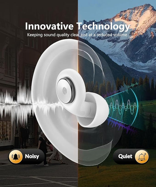 Sleep Noise-Canceling Earplugs 50dB Noise Reduction 4 Ear Tip Sizes Reusable Noise-Canceling Earplugs Silicone Hearing Protection Gear Ideal for Work and Travel (White)