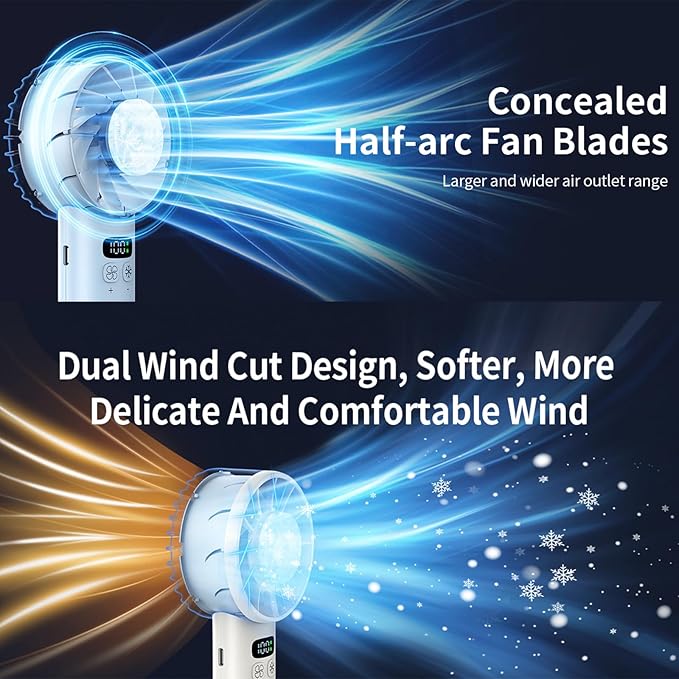 Viraagyiyou Portable Handheld Mini Turbo Jet Fan - USB Rechargeable with 12-16 Working Hours & Built - in Power Bank, Ideal for Outdoor/Travel/Vacation/Concerts