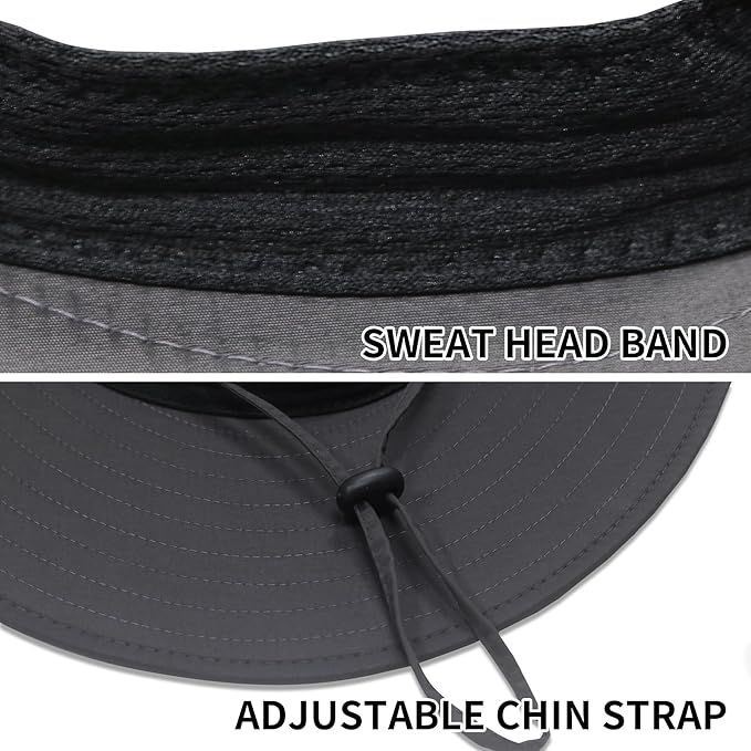 PFFY Sun Bucket Hats for Men Women 3” Wide Brim UPF 50+ Fishing & Beach Hat