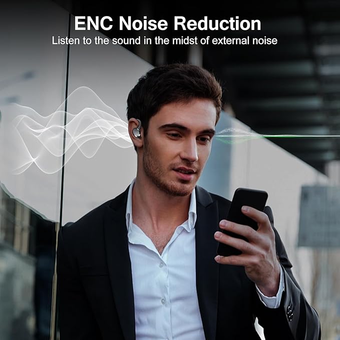 Wireless Earbuds, 2025 Bluetooth 5.4 Headphones HiFi Stereo, Bluetooth Earbuds with ENC Noise Cancelling Mic, IP7 Waterproof in Ear Earphones, 68H Dual LED Display Ear Buds for Workout Sports