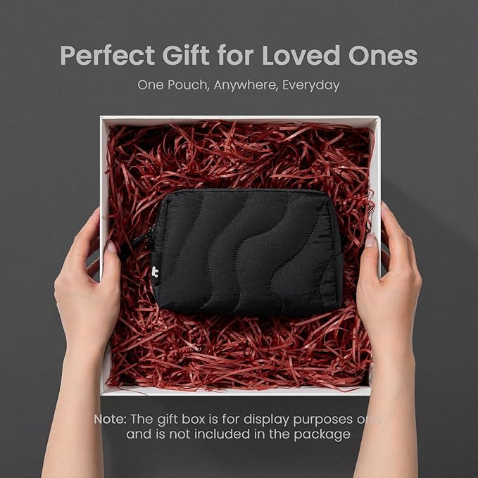 tomtoc Electronics Organizer Travel Case, Soft Puffy Organizer Bag Birthday Christmas Gifts Travel Essentials for Women Girls, Portable Accessory Tech Pouch Storage for Charger, Cord, Cable, Phone